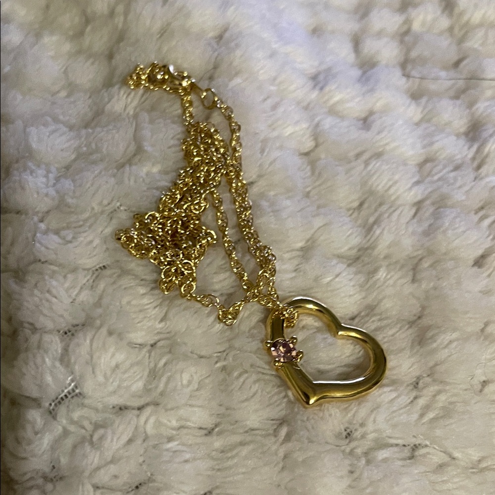 Gold Heart purple stone Pendant Necklace